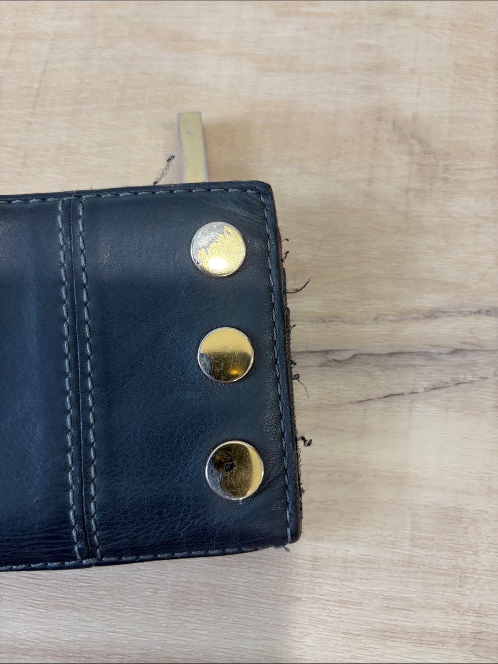 Hammitt Gray Leather 110 North Zip Wallet with Gold Studs - Picture 6 of 14